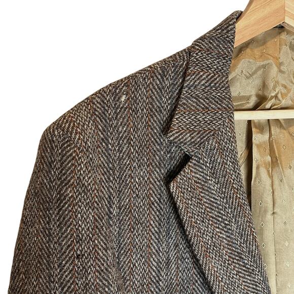 Harris Tweed Scottish Wool Vintage Woven Blazer Sport Coat Mens 42R Woven Brown - Picture 12 of 15